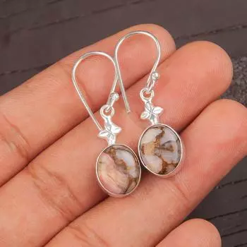 Pink Copper Turquoise Gemsstone 925 Sterling Silver Lovely Jewelry Earrings Gift EE-6-40