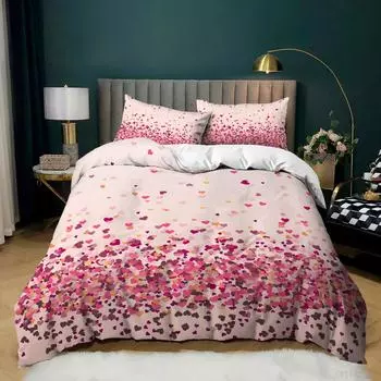 Pink Duvet Cover Queen/King/Twin/Full Size - Ultra Soft Washed Floral Duvet Cover Comforter Cover with Zipper Closure for Girls 135x200cm 2pcs