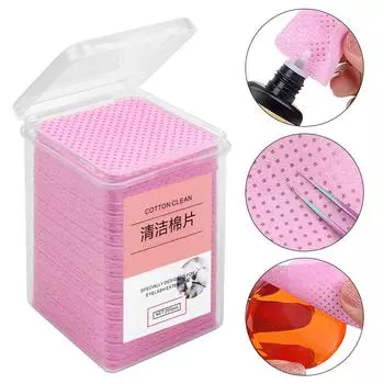 Pink Eyelash Glue Wipes - 200 Cotton Pads for Glue Bottle Cleaning