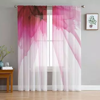 Розовый цветок крупным планом цветение прозрачные шторы современные газовые шторы для гостиной спальни вуаль пряжа шторы W135 x H114cm
