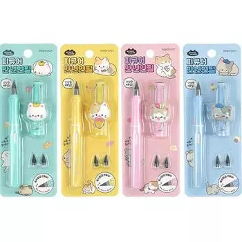 Pink Foot 3000 Nyan Nyan Figure Fountain Pencil 4-piece Set, Mixed Colors, 1 Set, a popular character in Korea