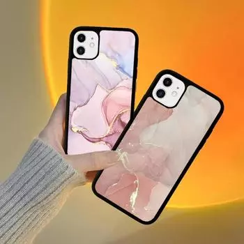 Pink Gold Marble Art Phone Case Silicone PC+TPU Case For iPhone 14 11 12 13 Pro Max 8 7 6 Plus X XR Hard Fundas iphone 14promax