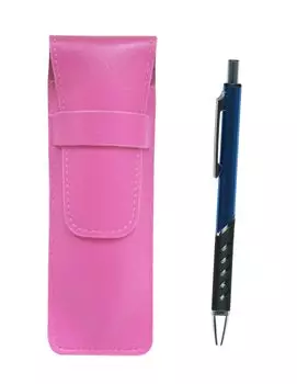 Pink grained leather pen case metal color ballpoint pen blue SASP-SI2067BP-L