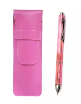 Pink grained leather pencil case 3 Mecha Japan clear set pink SASP-CL3M-P