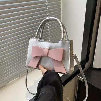 Pink handbag bag women s 2025 new fashion bow small square bag high-end messenger bag розовый
