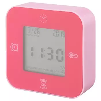 Pink IKEA/IKEA KLOCKIS Clock/Thermometer/Alarm/Timer (504.699.57)