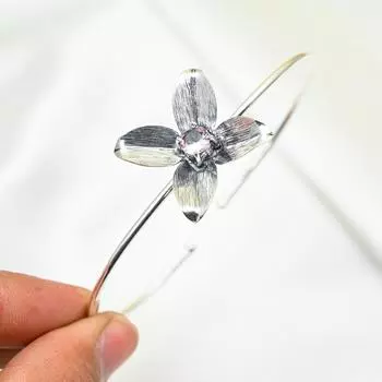 Pink Kunzite Bangle Gemstone Jewelry, 925 Solid Sterling Silver Bangle, Handmade Jewelry Birthstone Bangle, Gift For Him Adjustable розовый