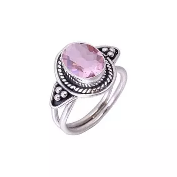 Pink Kunzite Designer Handmade Oxidised 925 Sterling Silver Ring V3005, Pink Ring, Oval Ring, Valentin s Day Gift, Gift For Her, Birthday Gift, Handma