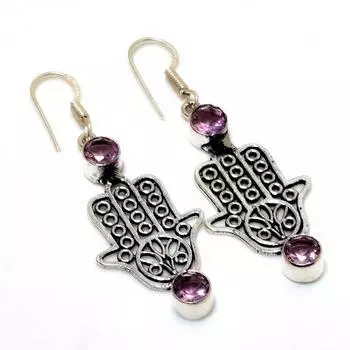 Ювелирные серьги ручной работы с розовым кунцитом 925 пробы, посеребренные, 2,08 дюйма