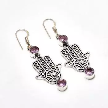 Ювелирные серьги ручной работы с розовым кунцитом, посеребренные 925 пробы, 2,08 дюйма