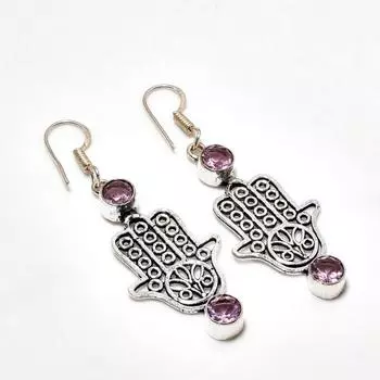 Ювелирные серьги ручной работы с розовым кунцитом, посеребренные 925 пробы, 2,15 дюйма