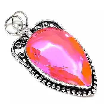 Pink Kunzite Gemstone Handmade 925 Sterling Silver Jewelry Pendant 2.56 q2V41