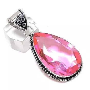 Pink Kunzite Gemstone Handmade 925 Sterling Silver Jewelry Pendant 2.17 l3h52