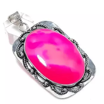 Pink Lace Agate Gemstone Handmade 925 Sterling Silver Jewelry Pendant 2.76 f0H25