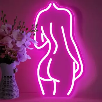 Pink Lady Neon Signs USB Dimmable On/Off switch Wall Art Hanging Decor LED Night Light for Bedroom Bar Home Party Gifts