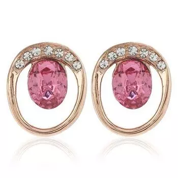 Женские серьги-гвоздики Pink Love с австрийскими кристаллами