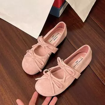 Pink Mary Jane early spring new ballet bow women s single shoes low-top flat women s shoes comfortable one pedal 35