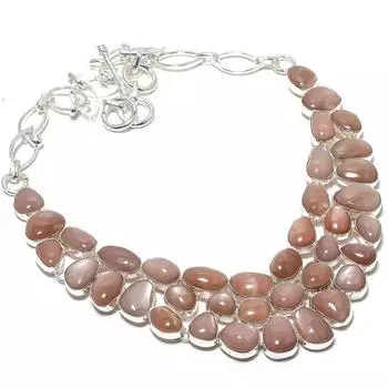 Ювелирные изделия из серебра 925 пробы с розовым лунным камнем, ручная работа, ожерелье 18 дюймов JCN484-144