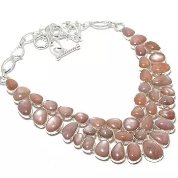 Ювелирные изделия из серебра 925 пробы с розовым лунным камнем, ручная работа, ожерелье 18 дюймов JCN484-129