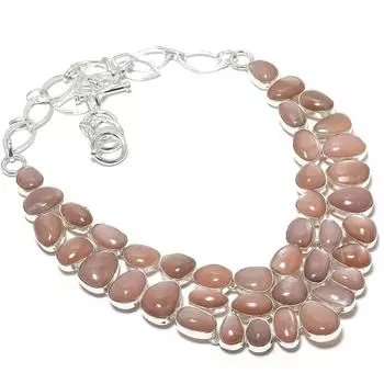 Ювелирные изделия из серебра 925 пробы с розовым лунным камнем, ручная работа, ожерелье 18 дюймов JCN484-167