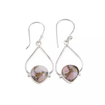Pink Opal Copper Gemstone 925 Sterling Silver Designer Jewelry Earrings For Gift EE-33-37