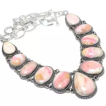 Ювелирные изделия из серебра 925 пробы с розовым опалом, ручная работа, ожерелье 18 дюймов JCN484-383