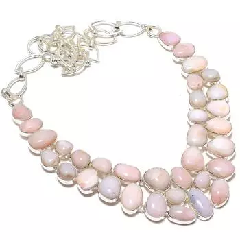 Ювелирные изделия из серебра 925 пробы с розовым опалом, ручная работа, ожерелье 18 дюймов JCN409-124
