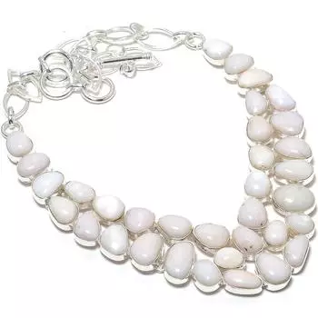 Pink Opal Gemstone Handmade 925 Silver Jewelry Necklace 18 JCN484-195