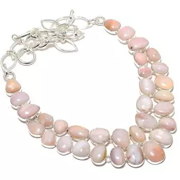 Pink Opal Gemstone Handmade 925 Silver Jewelry Necklace 18 JCN409-14