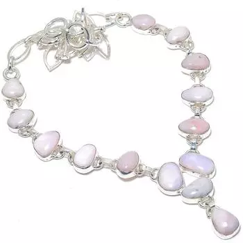 Pink Opal Gemstone Handmade 925 Silver Jewelry Necklace 18 JCN431-17