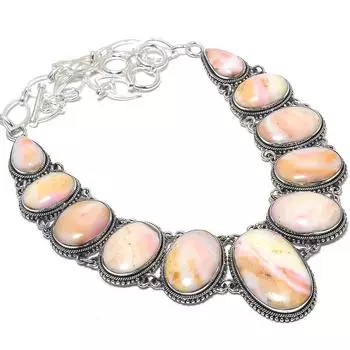 Pink Opal Gemstone Handmade 925 Silver Jewelry Necklace 18 JCN484-234