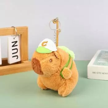 Pink Plush Capybara Keychain Creative Baseball Kapibara Pendant Fashion Capibara Bag Hanging Kids Style D Keyring