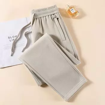 Pink Pure Cotton Spring & Fall Women s High Waist Ladieswear Sports Pants Apricot color XL
