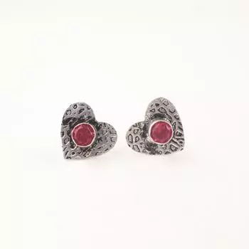 Pink Rubellite Gemstone925 Sterling Silver Jewelry Handmade Push Back Studs 0.6 EE-143-1