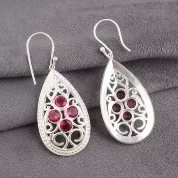 Pink Rubellite Gemstone 925 Solid Silver Handmade Jewelry Dangle Earrings 2.25 CE-17-2
