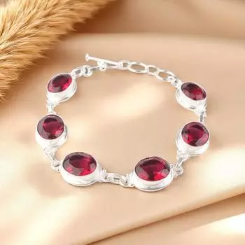 Pink Rubellite Gemstone 925 Sterling Silver Gift Jewelry Handmade Bracelet 8.5 RB-3-7