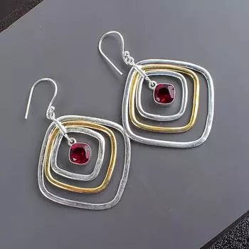 Pink Rubellite Gemstone 925 Sterling Silver Handmade Jewelry Hook Earrings2.44 EE-70-3
