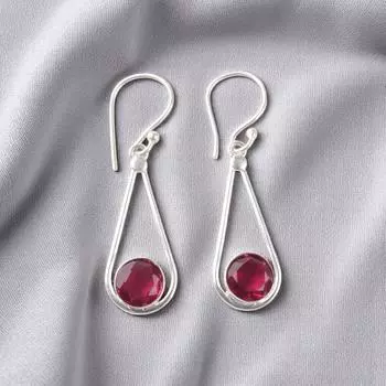 Pink Rubellite Gemstone 925 Sterling Silver Jewelry Drop/Dangle Earrings 1.76 EE-126-4