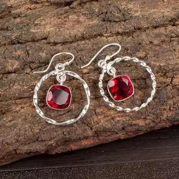 Pink Rubellite Gemstone 925 Sterling Silver Jewelry Drop/Dangle Earrings 1.60 EE-60-6