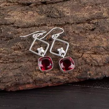 Pink Rubellite Gemstone 925 Sterling Silver Jewelry Handmade Drop Earrings 1.70 EE-10-10