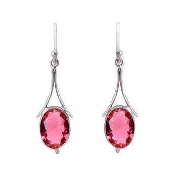 Pink Rubellite Tourmaline 925 Sterling Silver Earring V3786, Pink Earring, Oval Earring, Valentin s Day Gift, Gift For Her, Birthday Gift, Handmade Je