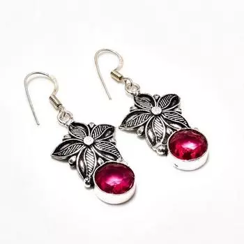 Ювелирные серьги ручной работы с розовым рубиллитом, посеребренные 925 пробы, 1,89 дюйма