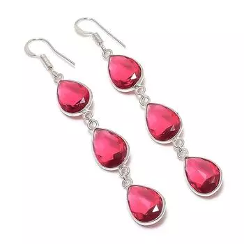 Pink Rubillite Handmade 925 Sterling Silver Jewelry Earring 3.03 R2t98