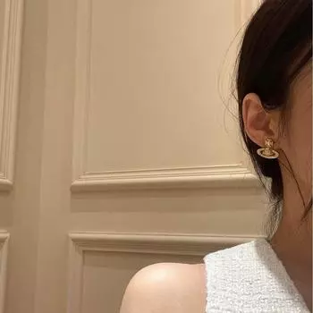 Pink Saturn Ring Earrings Enamel Pearl Earrings Women s Niche Design High Sense Summer Earrings Fashion Commuter