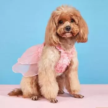 Pink Small Dog Dress Rose Flowers Puppy Pet Clothes Casual Cat Skirt Yorkie L