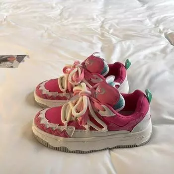 Pink soft girl board shoes women s 2025 spring and summer new ins trendy student platform black and white sports shoes versatile casual shoes 35 красный