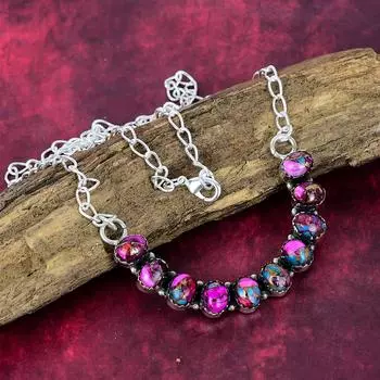 Pink Spiny Oyster Handmade Gemstone Necklace, 925 Solid Sterling Silver Necklace Antique Jewelry, For Wedding Gift