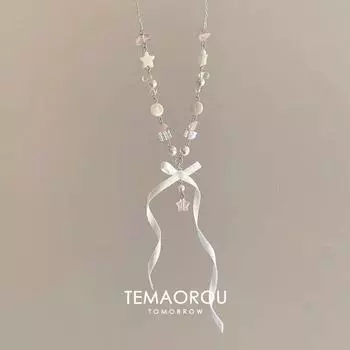 Pink Star Butterfly ~ Sweet Fabric Pink Bow XINGX Beaded Pendant Necklace Women s Pearl Choker Jewelry White Bows necklace single