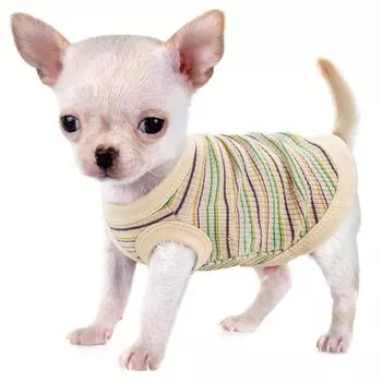 Pink Striped Soft Ribbed Dog Vest - Easy Pullover Tank Top for Small To Extra Small Breeds - Hand Wash Only XS