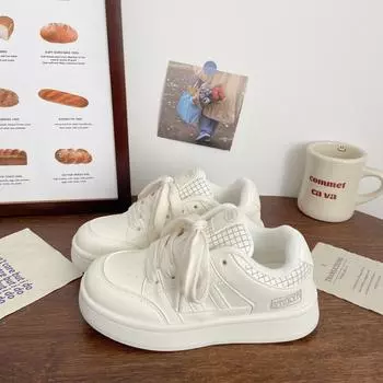 Pink thick baseplate shoes women s sports summer new niche design bread shoes students breathable white shoes 35 белый